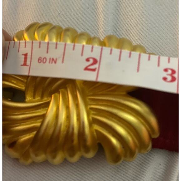 Vtg Carlisle Red Suede leather belt gold tone buckle Women M 80s 90s Art Deco main image 10